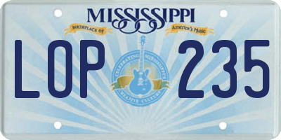MS license plate LOP235
