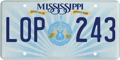 MS license plate LOP243