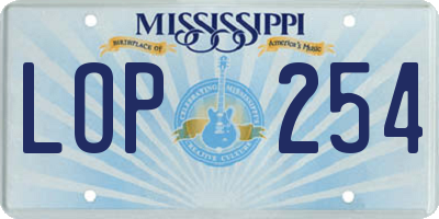 MS license plate LOP254