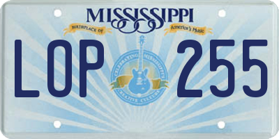 MS license plate LOP255