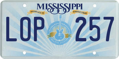 MS license plate LOP257