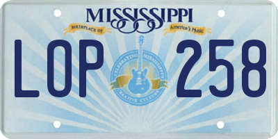 MS license plate LOP258
