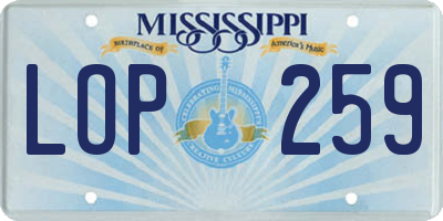 MS license plate LOP259