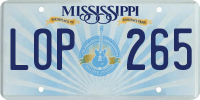 MS license plate LOP265