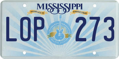 MS license plate LOP273