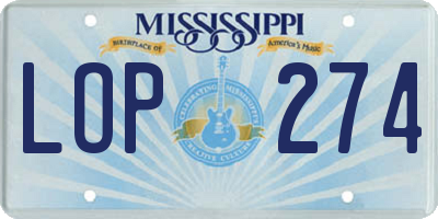 MS license plate LOP274