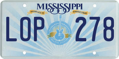 MS license plate LOP278