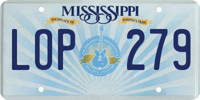 MS license plate LOP279