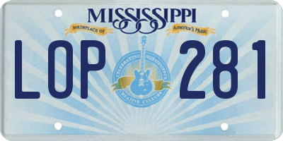 MS license plate LOP281