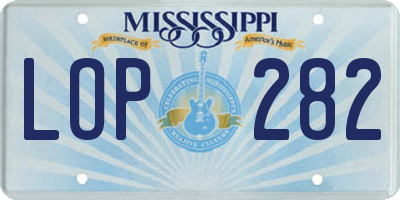 MS license plate LOP282