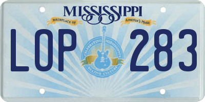 MS license plate LOP283