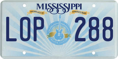 MS license plate LOP288