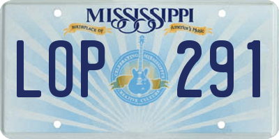 MS license plate LOP291