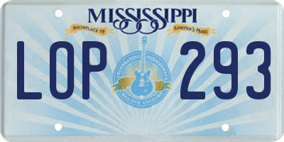 MS license plate LOP293