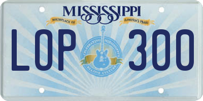 MS license plate LOP300