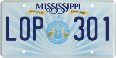 MS license plate LOP301