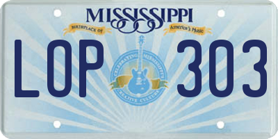 MS license plate LOP303
