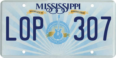 MS license plate LOP307