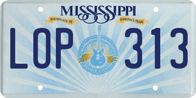 MS license plate LOP313