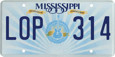 MS license plate LOP314