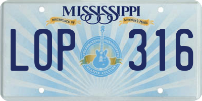 MS license plate LOP316