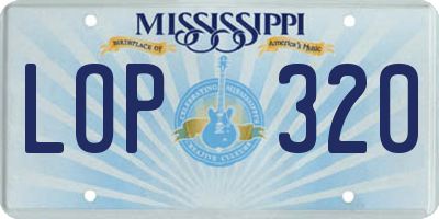 MS license plate LOP320