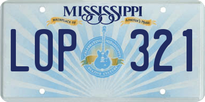 MS license plate LOP321