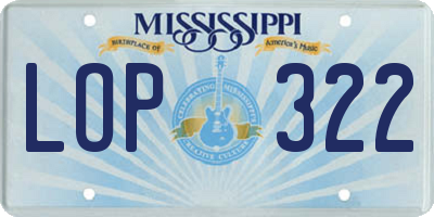 MS license plate LOP322