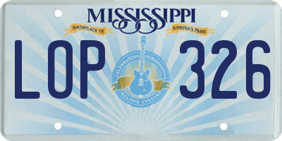 MS license plate LOP326