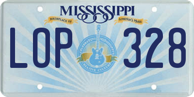 MS license plate LOP328