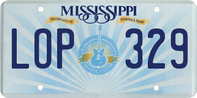 MS license plate LOP329