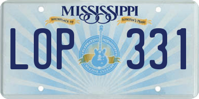 MS license plate LOP331