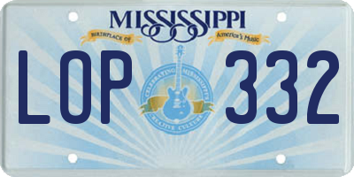 MS license plate LOP332