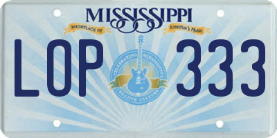 MS license plate LOP333