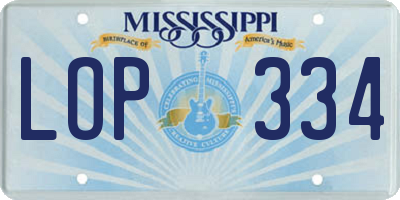 MS license plate LOP334