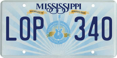 MS license plate LOP340