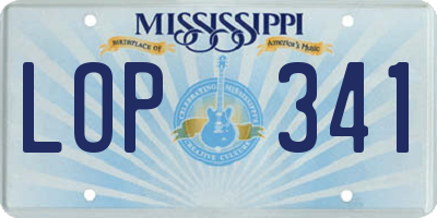 MS license plate LOP341