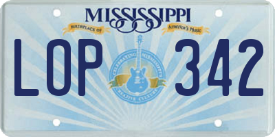 MS license plate LOP342