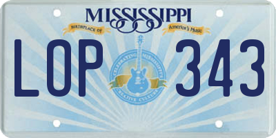 MS license plate LOP343