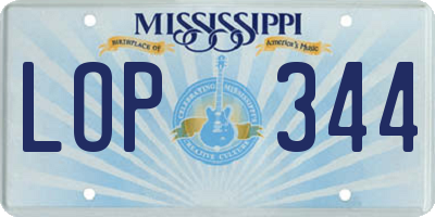 MS license plate LOP344