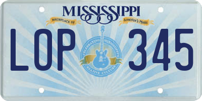 MS license plate LOP345