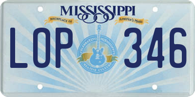 MS license plate LOP346