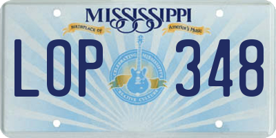 MS license plate LOP348