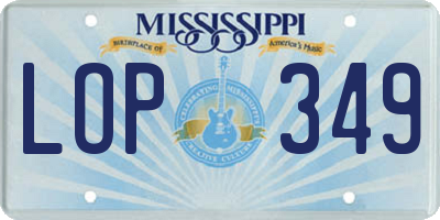 MS license plate LOP349