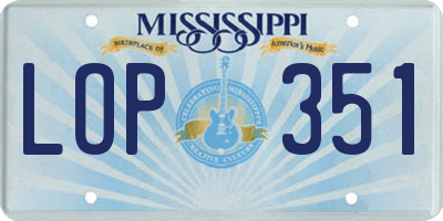 MS license plate LOP351
