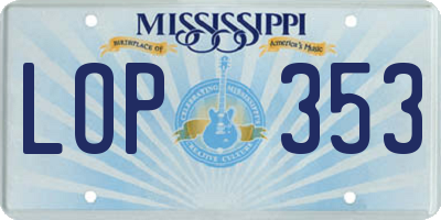 MS license plate LOP353