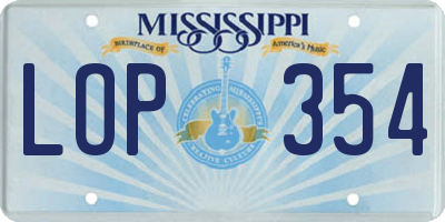 MS license plate LOP354