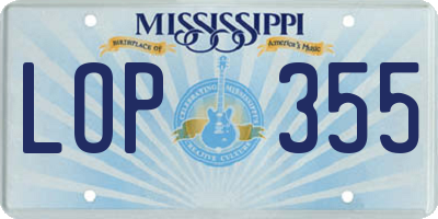 MS license plate LOP355