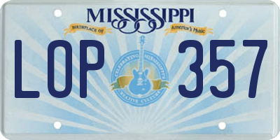 MS license plate LOP357