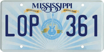 MS license plate LOP361